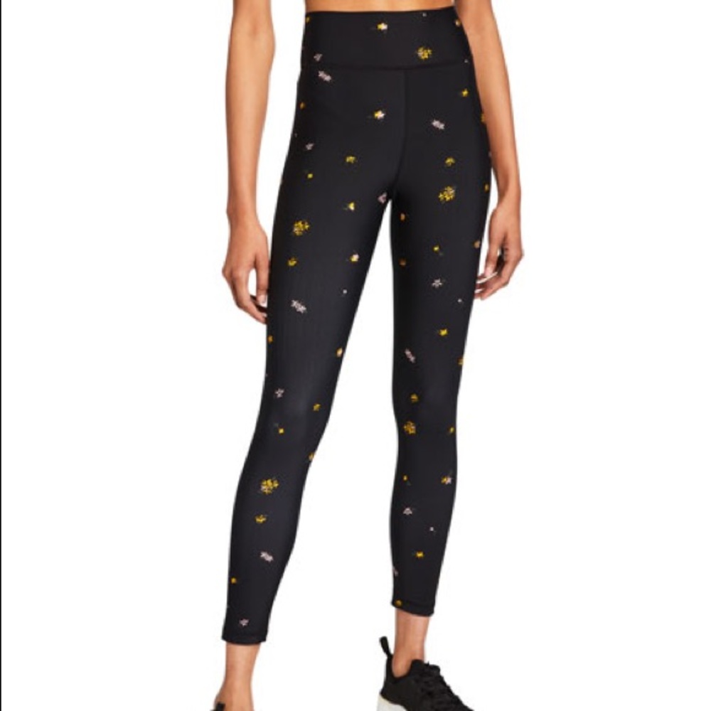 The Upside Black High-Waist Leggings with Yellow & Pink Star Print